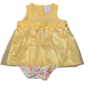 Princess Rose Baby Girl Yellow Dress Size 6-9 Months